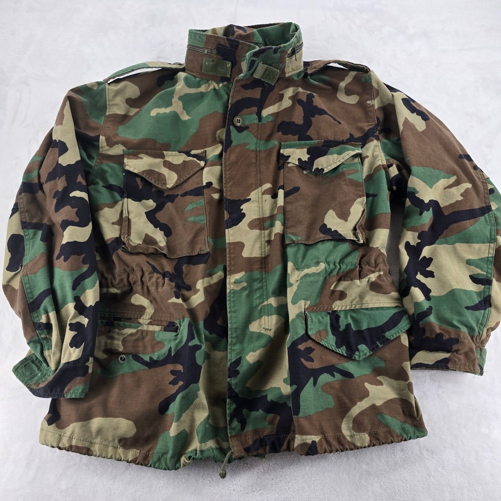 Golden Mfg Co M-65 Field Coat Large Short Woodland Camo Military Jacket
